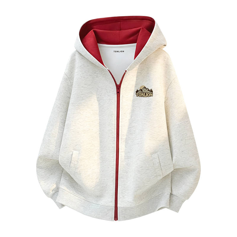Tonlion Sweatshirts Unisex Hooded Moderate Cardigan