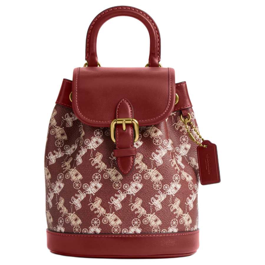 COACH COACH Harper Artificial Leather With Cow Leather Backpack Small Women's Sapphire & Red