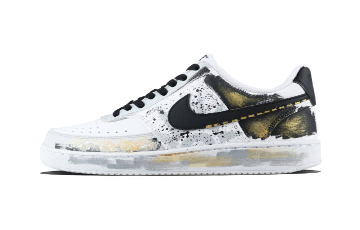 Nike Nike Court Vision 1 Metal Wave Abrasion Resistant Abrasion Resistant Low top Skateboard Shoes Unisex Gold