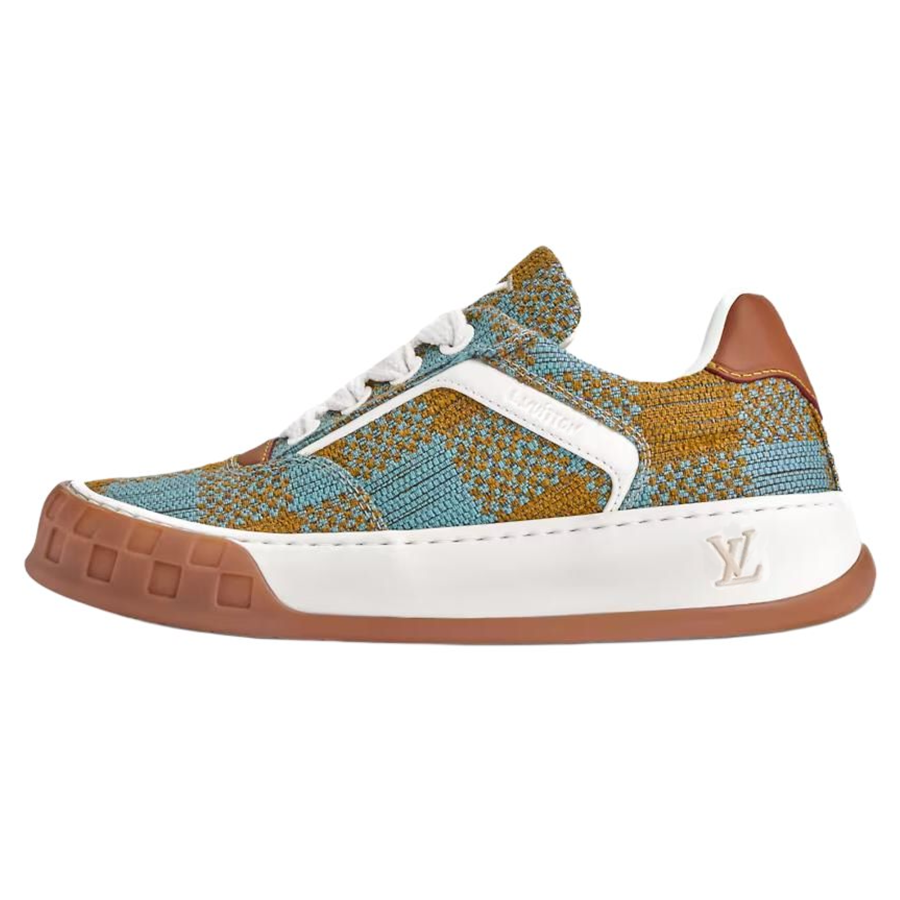 LOUIS VUITTON Tilted Cow Leather Low top Skateboard Shoes Men's Sea Blue