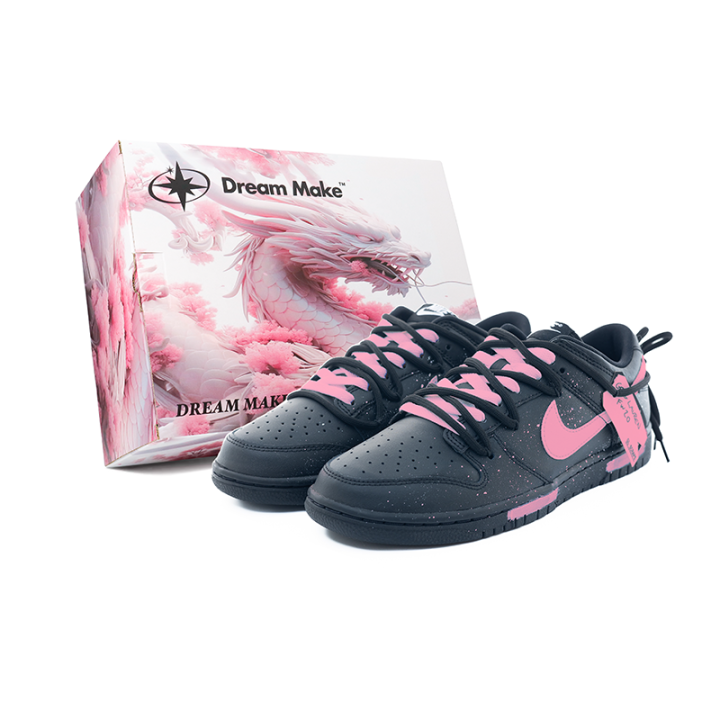 Nike Nike Dunk Neon Black, Box Abrasion Resistant Low top Skateboard Shoes Men's Pink Black