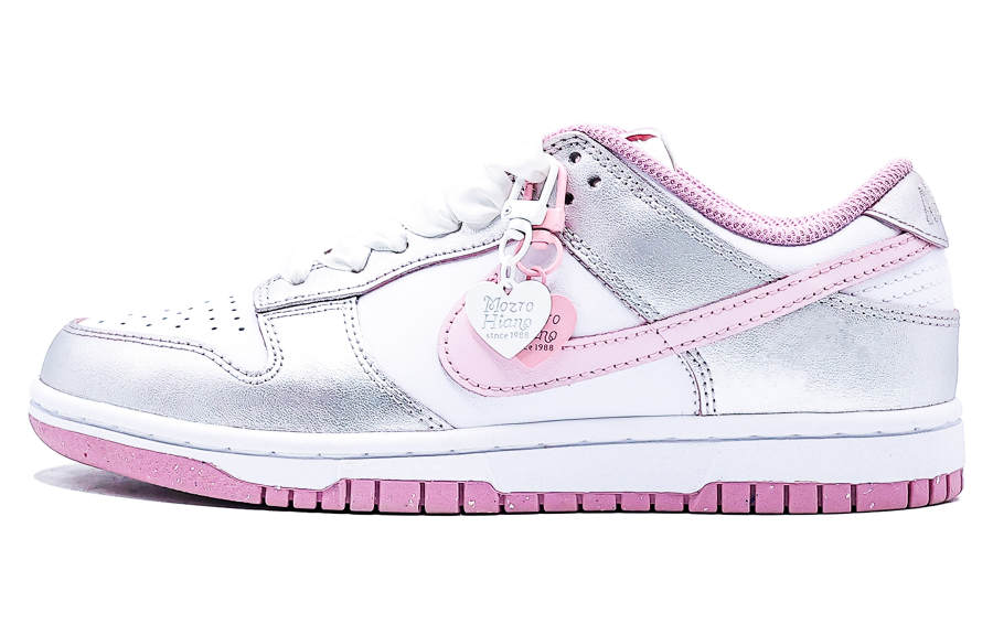 Nike Nike Dunk Abrasion Resistant Lightweight Wear resistant And Lightweight Low top Skateboard Shoes Women's Pink Silver