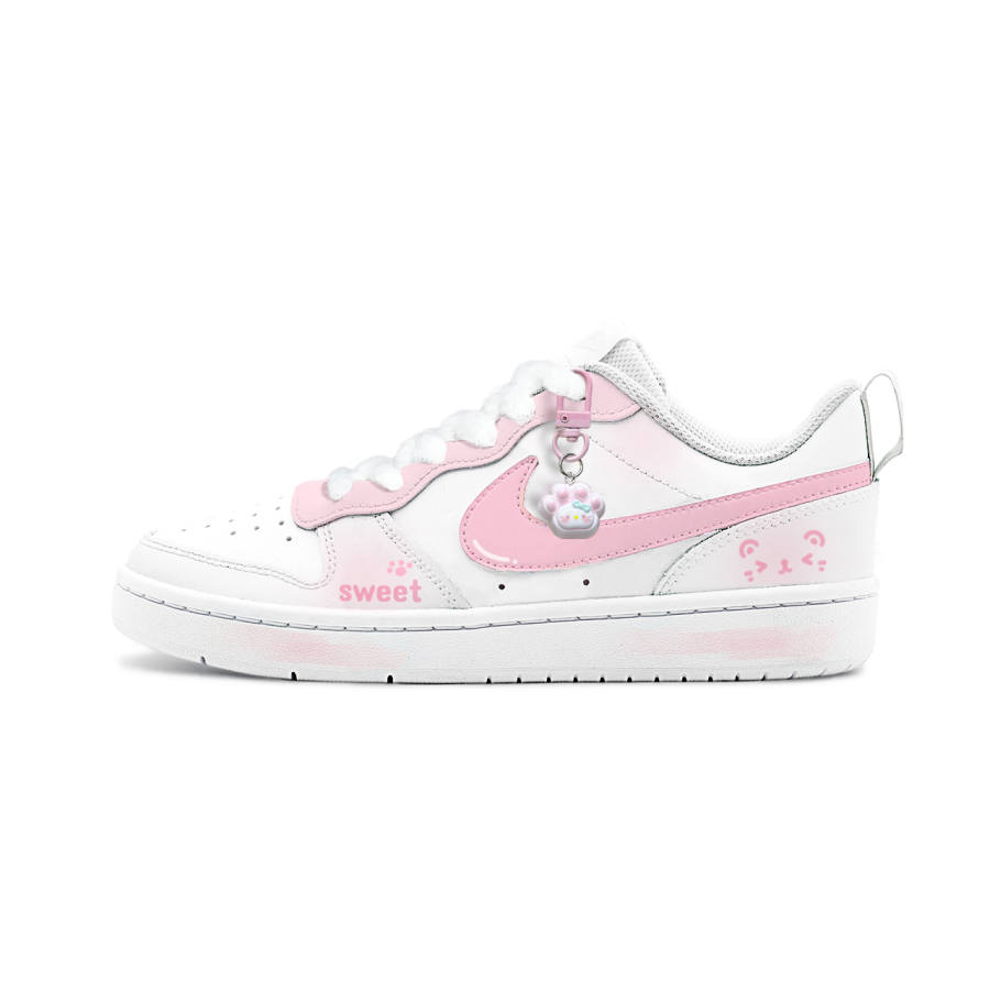 Nike Nike Court Borough 2 Big Fish Manufacturing, Cloud Cotton Soft And Adorable Skateboard Shoes Unisex Pink
