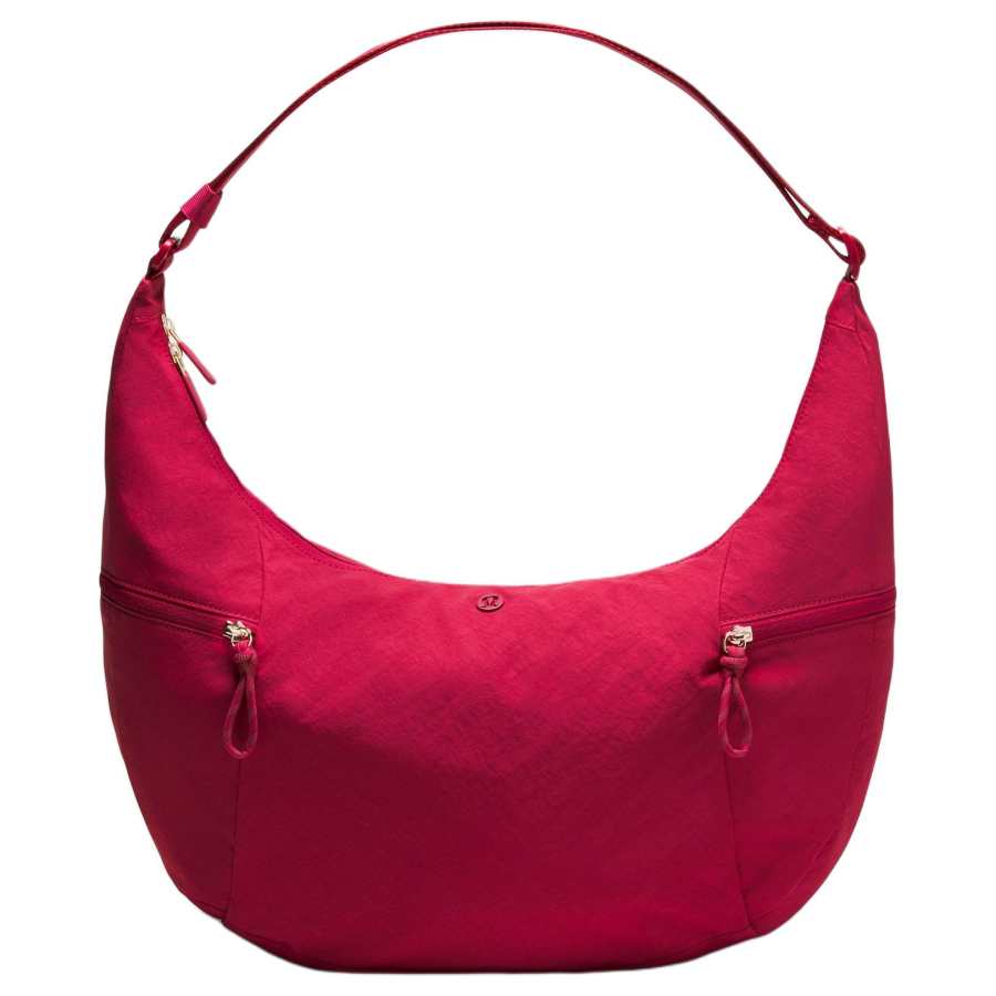 Lululemon Large Slouchy Nylon With Polyester Handbag Large Unisex Berry Rum Red