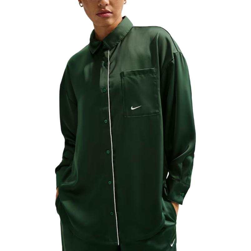 Nike Nike Sportswear Shirts Women's Fir Wood Green Lapel Moderate