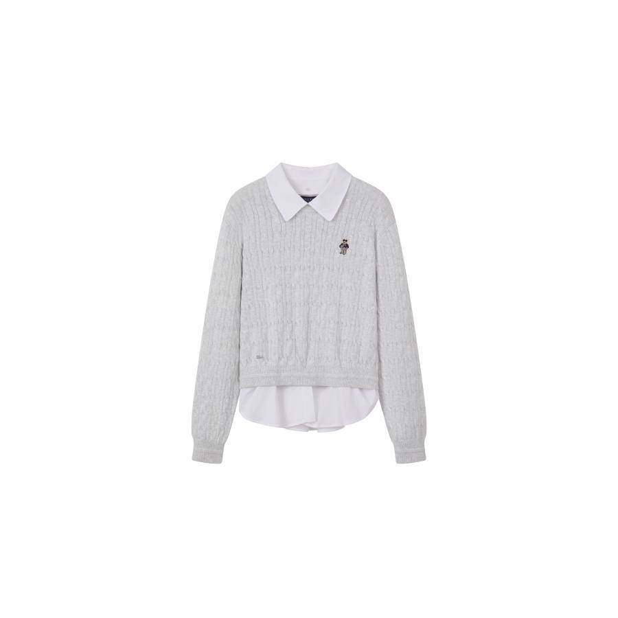 Teenie Weenie Knitwear Women's Polo Collar Moderate Mock Two Piece