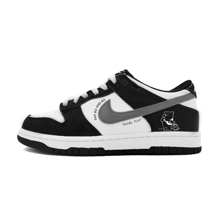 Nike Nike Dunk Travel Bear Leather Cushioning Low top Skateboard Shoes Women's Black White