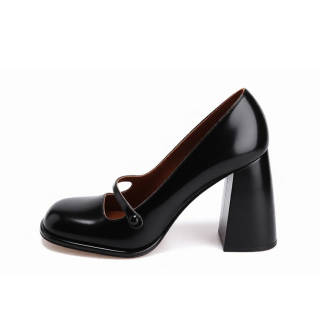 SHUSHU/TONG Sheepskin Chunky Heel Mary Jane Shoes 10cm Women's