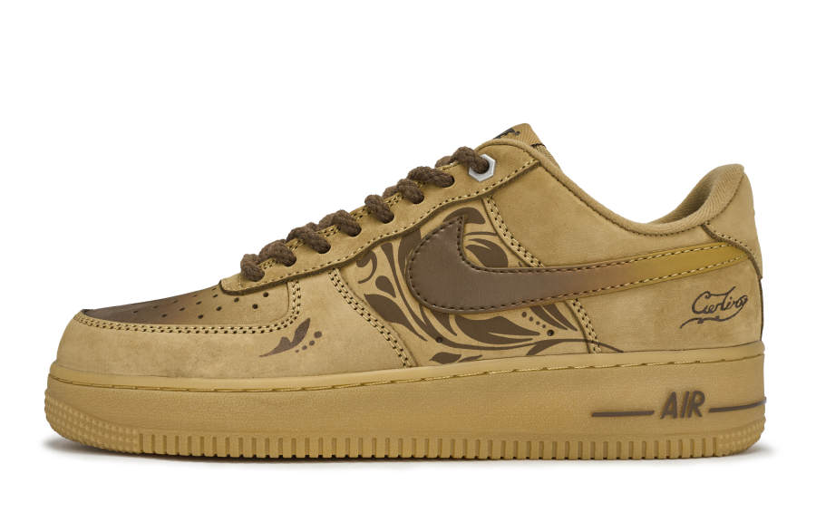Nike Nike Air Force 1 Walking Planet, Caramel Sepia Slip Resistant Low top Skateboard Shoes Unisex Wheat Brown