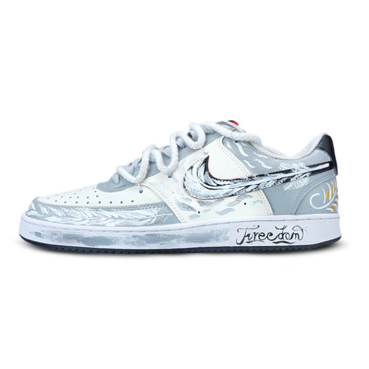 Nike Nike Court Vision 1 Feathered Wings Abrasion Resistant Abrasion Resistant Low top Skateboard Shoes Men's Gray