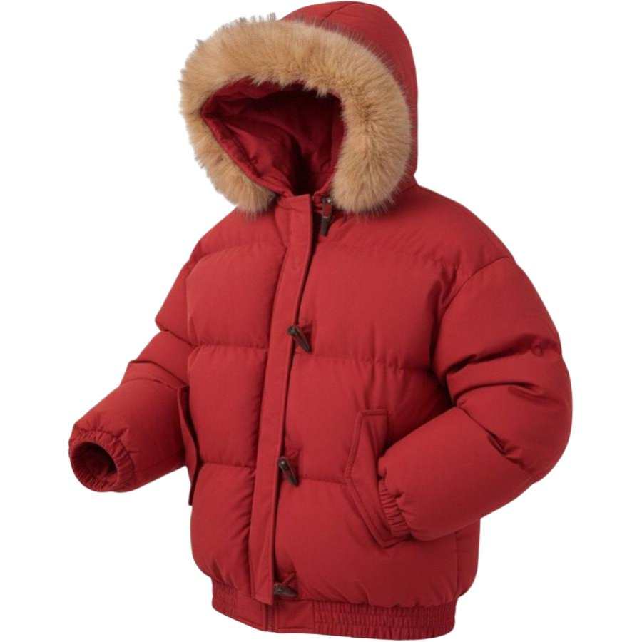 GWAF Puffer Jackets Unisex Maroon Hooded Thickened Padded Puffer Jacket