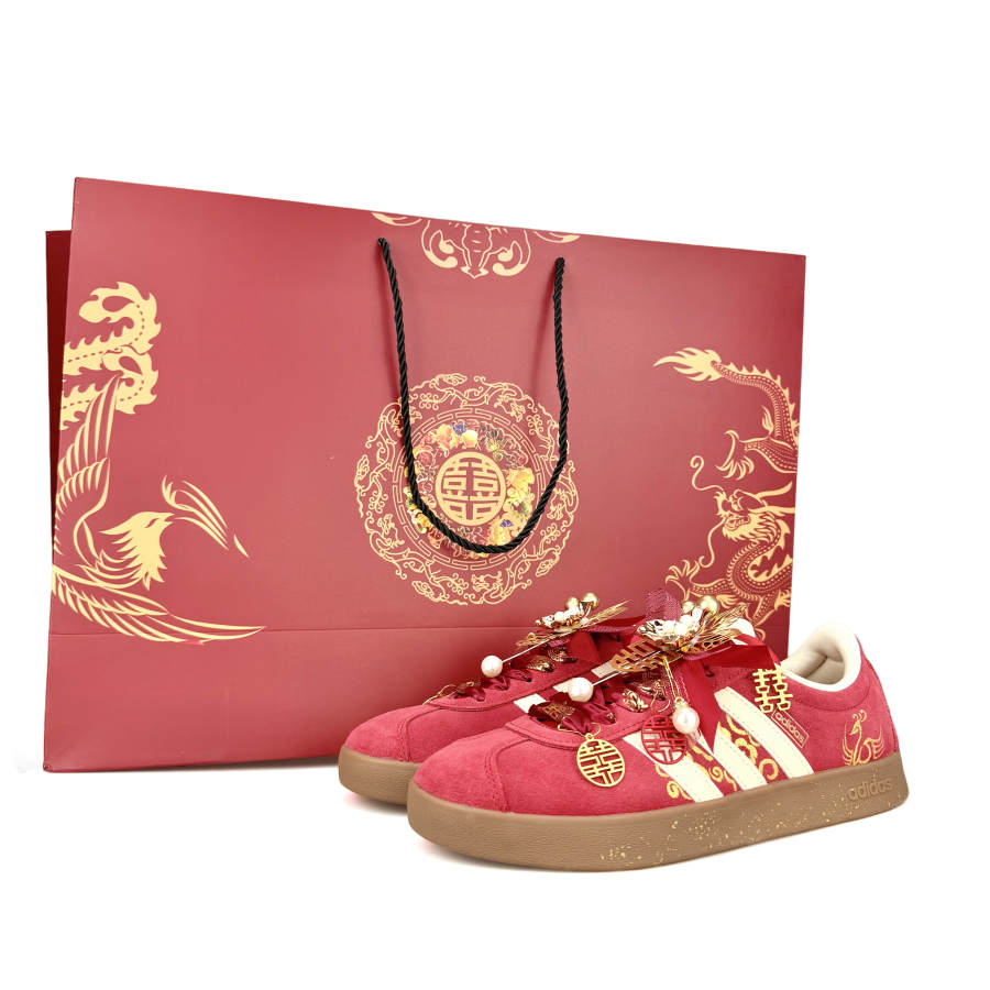 Adidas Adidas Vl Court Classic Happiness Dragon And Phoenix, Red Makeup Limited Cushioning, Wear Resistant Low top