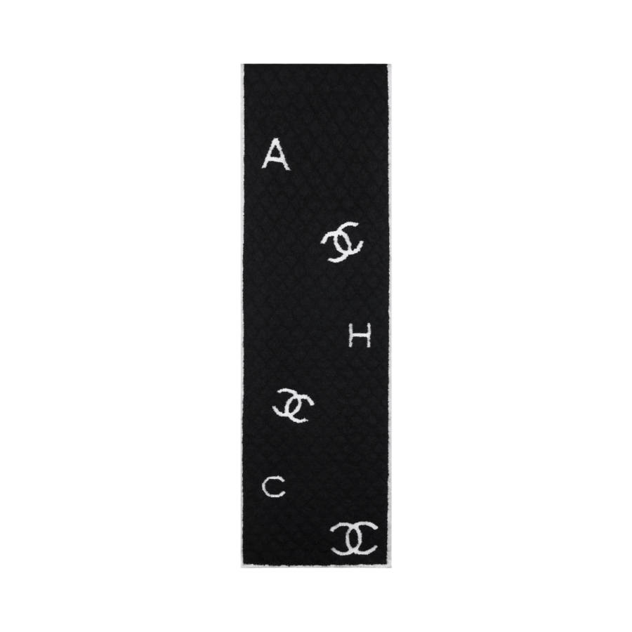 CHANEL Knit Scarves Women's Black