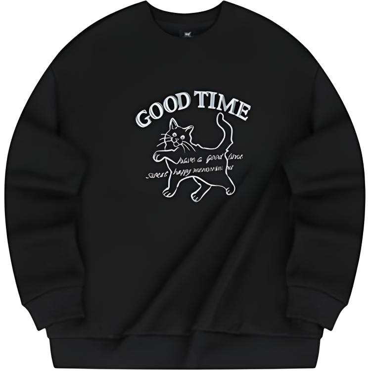 361° Crew Neck Loose Fit Letter Pullover Versatile Fleece Lined Sweatshirt Women's