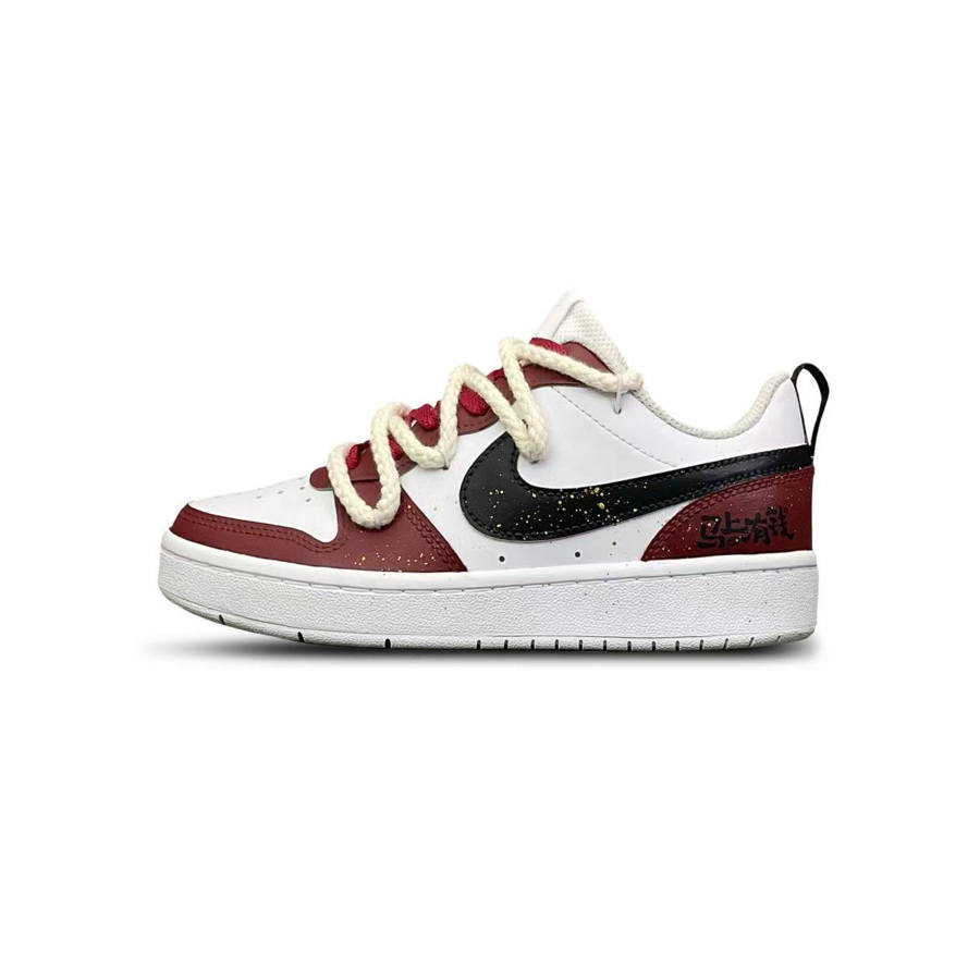 Nike Nike Court Borough Slip Resistant Cushioning Abrasion Resistant Low top Kids' Skateboarding Shoes Red Teenagers
