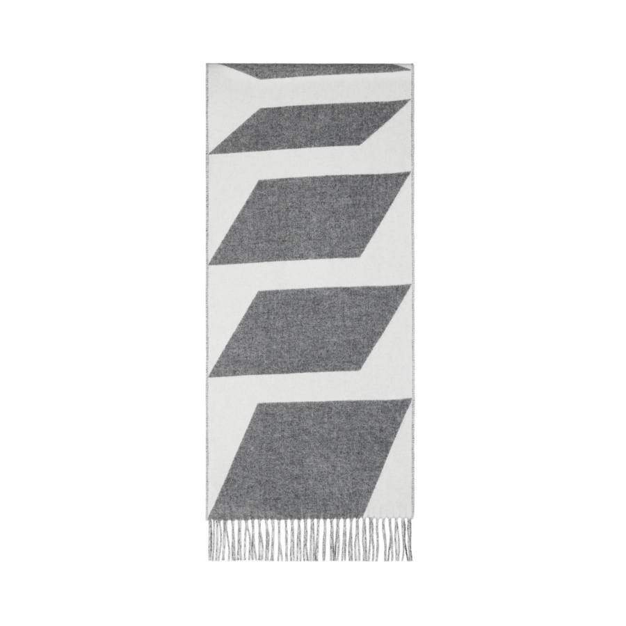 HERMES Cashmere Knit Scarves Women's Ivory White/Medium Gray
