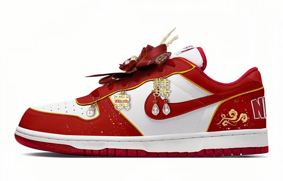 Nike Nike Big Wedding Shoes Abrasion Resistant Slip Resistant Low top Skateboard Shoes Men's Red White