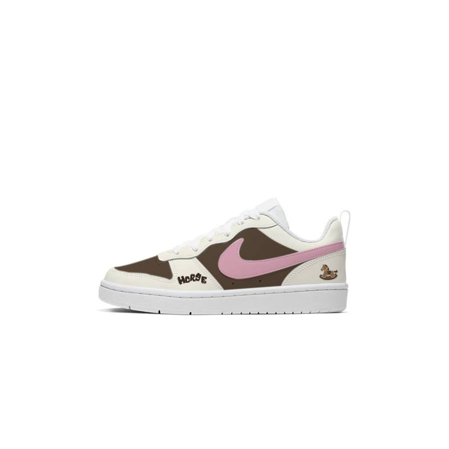 Nike Nike Court Borough Synthetic Leather Low top Kids' Skateboarding Shoes Brown Pink Teenagers
