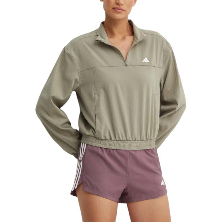 Adidas Adidas Sweatshirts Women's Green Stand Collar Moderate