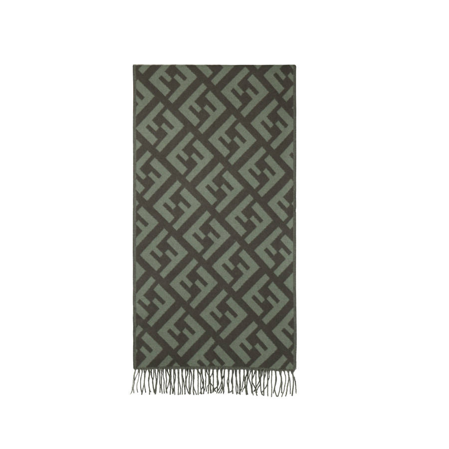 FENDI Logo Jacquard Fringed-Edge Scarf