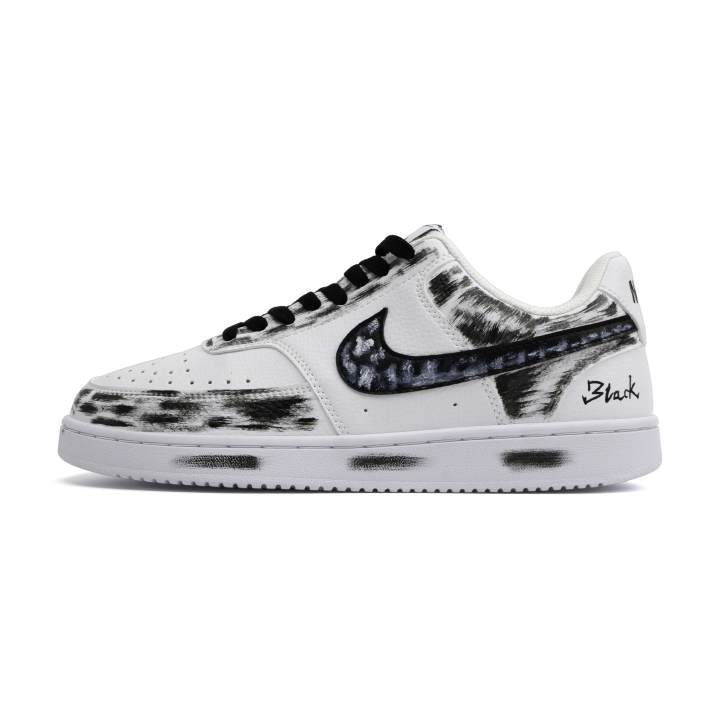 Nike Nike Court Vision 1 Dark Souls Cushioning Abrasion Resistant Breathable Low top Skateboard Shoes Unisex Black White