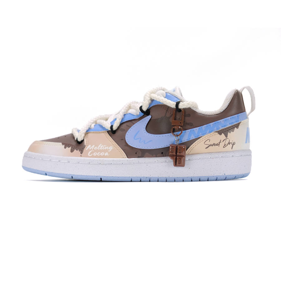 Nike Nike Court Borough Flow to heart Cocoa Synthetic Leather Abrasion Resistant Low top Kids' Skateboarding Shoes Brown