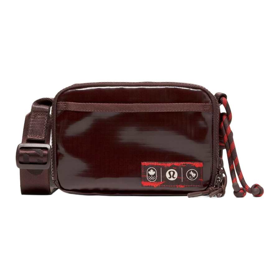 Lululemon Team Canada Thermoplastic Polyurethane & Polyester & Nylon Crossbody Bags Regular Unisex Black Pomegranate