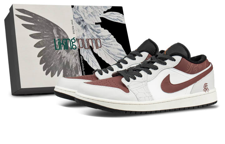 Jordan Jordan Leather Coverage Low top Skateboard Shoes Unisex Beige Red