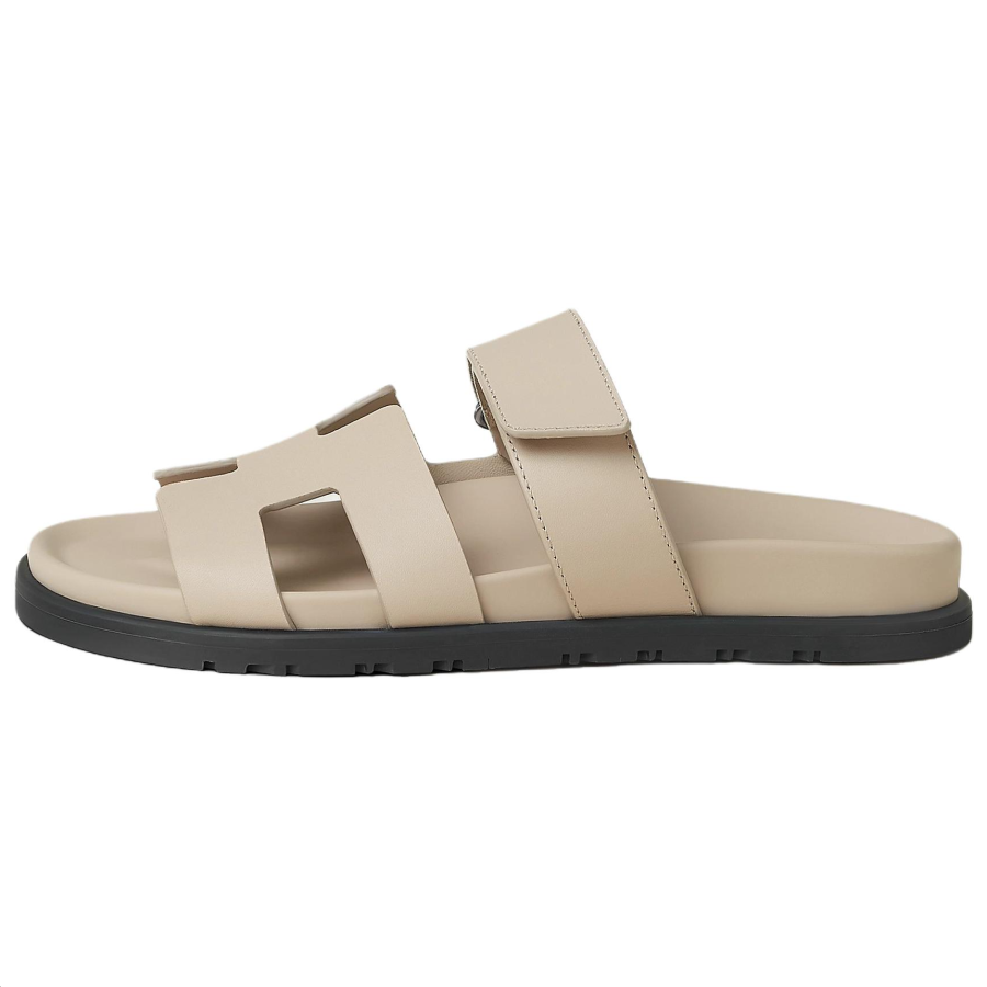 HERMES Chypre Rubber Slide Slippers 1.2cm Women's Exotic Beige