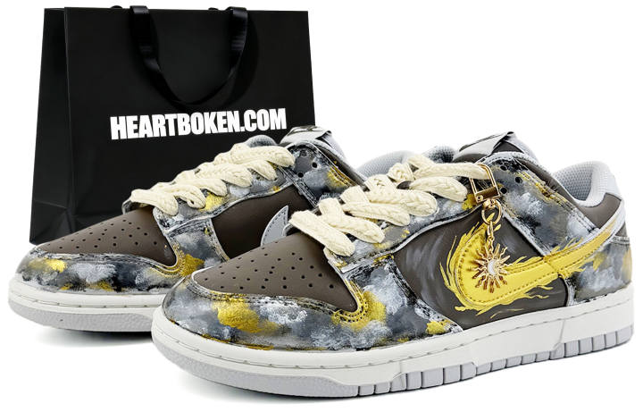 Nike Nike Dunk Suixin, Sun God, Shopping Bag Coverage Cushioning Low top Skateboard Shoes Unisex Brown Gray