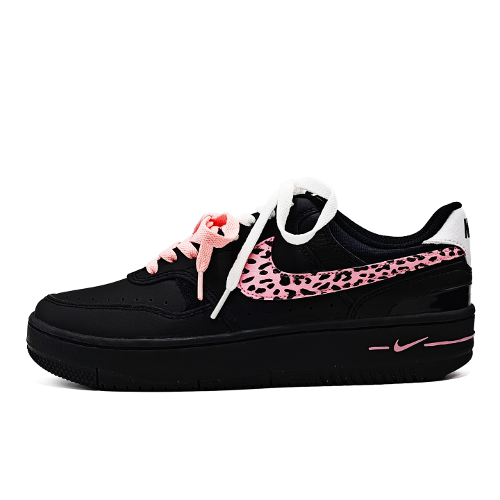 Nike Nike Gamma Force Pink Undertone Leopard Print Leather Height Increasing Low top Skateboard Shoes Unisex Black Pink