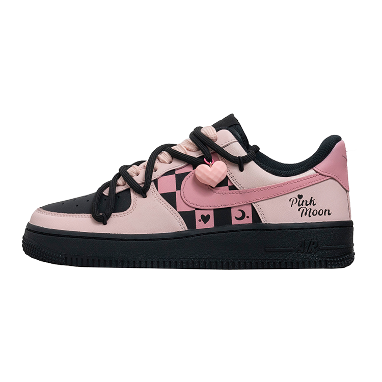 Nike Nike Air Force 1 Slip Resistant Abrasion Resistant Low top Skateboard Shoes Women's Black Pink