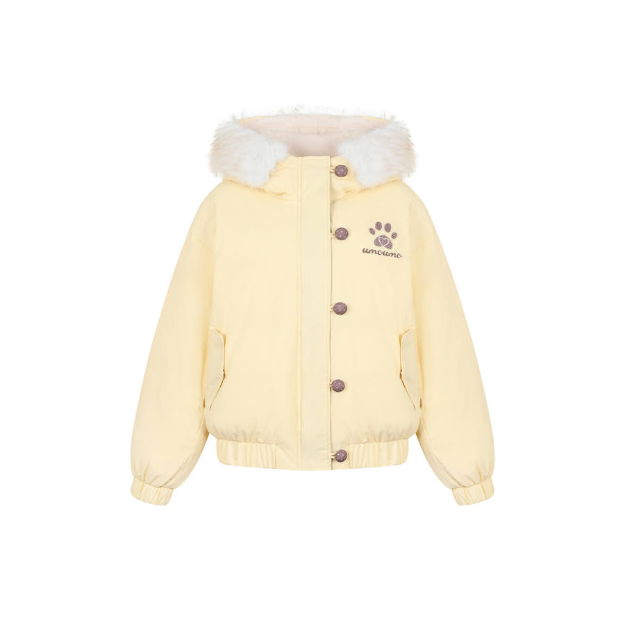 Umoumo Umoumo Down Jackets Women's Yellow Hooded Thickened Parka Down Jacket