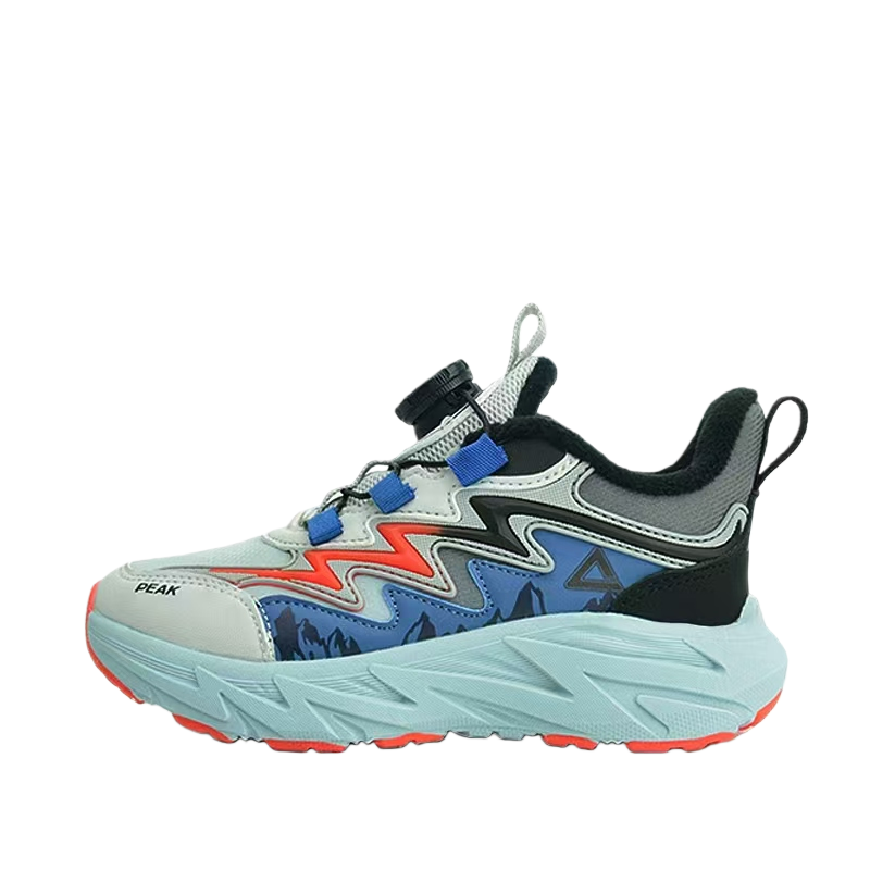 PEAK Winter Rotating Buckle Fleece Lined Platform Athletic Shoes Campus Versatile Fashion Teenagers Kids' Shoes