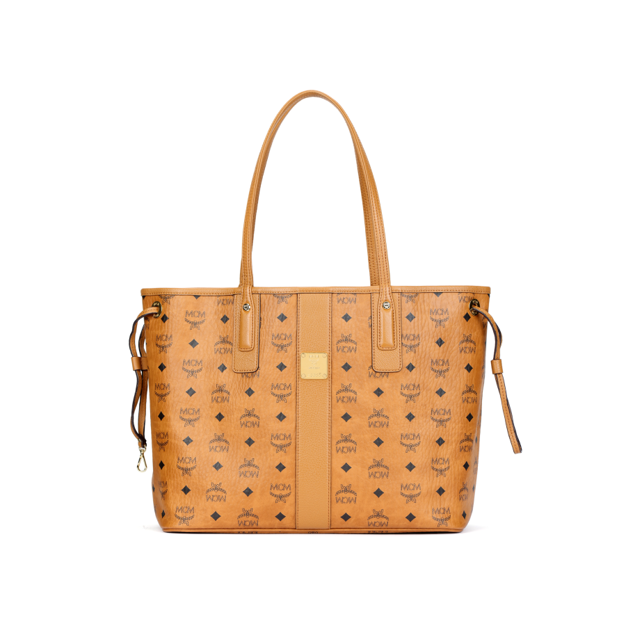 MCM MCM Liz Canvas With Leather Shoulder Bag Medium Women's Brown & Cognac