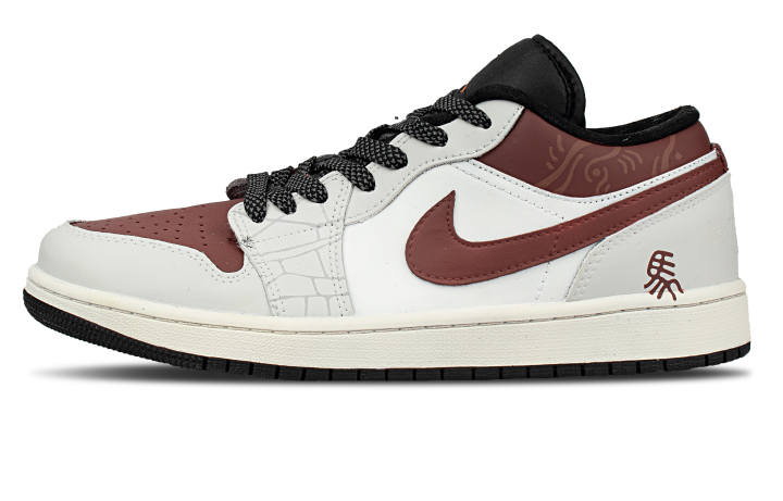 Jordan Jordan Air Jordan 1 Leather Coverage Low top Skateboard Shoes Unisex Beige Red