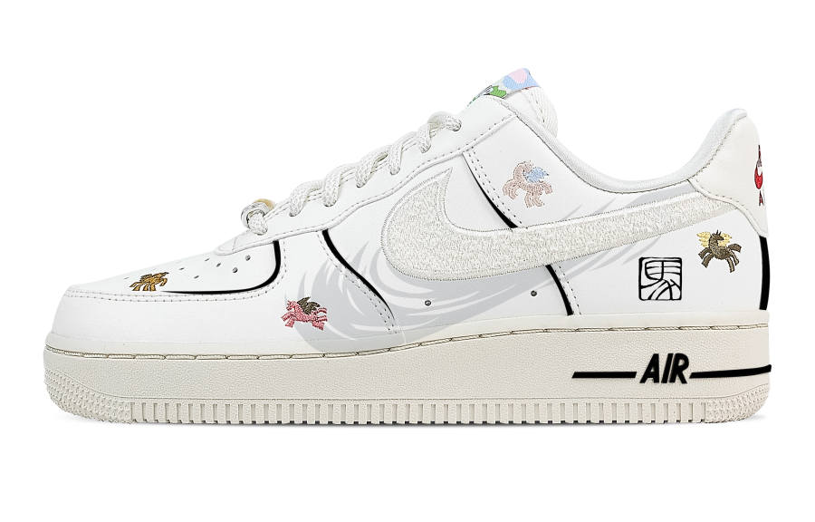 Nike Nike Air Force 1 Horse Carrying Great Aspirations Breathable Low top Skateboard Shoes Women's White