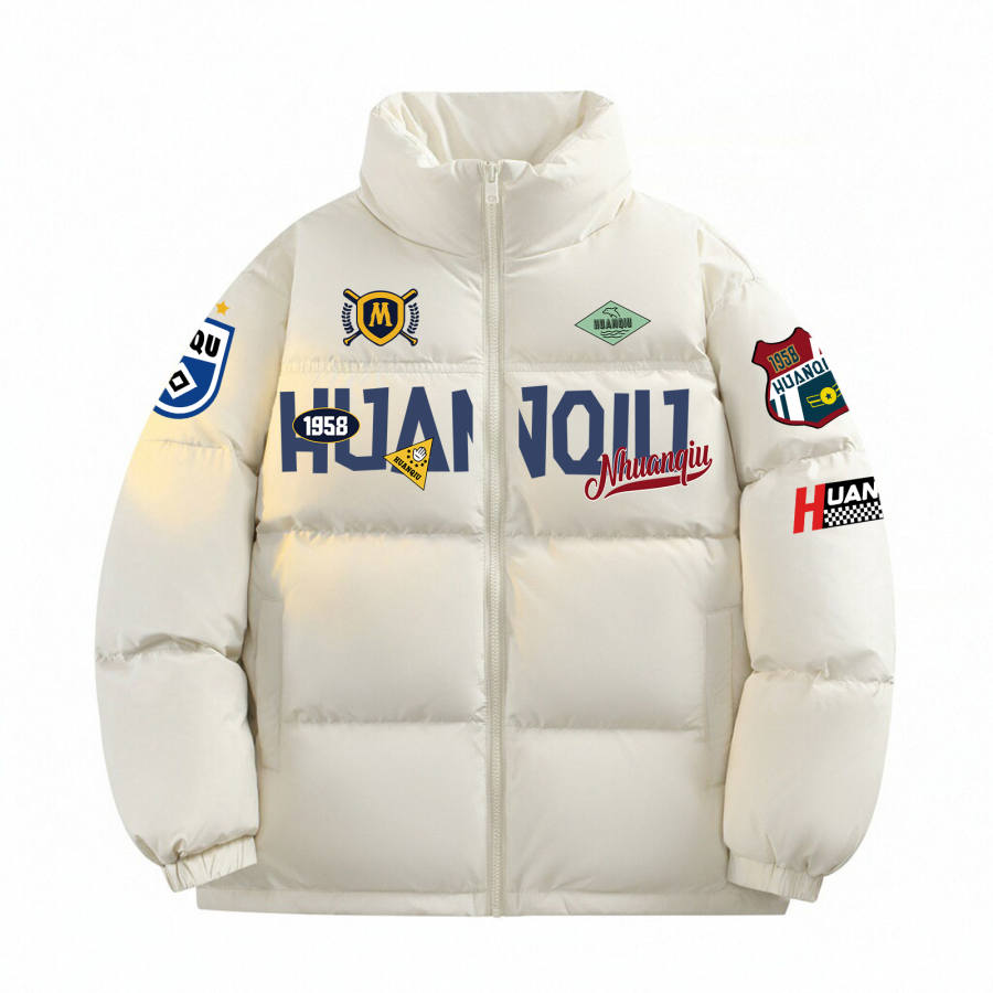 HUANQIU Down Jackets Unisex Stand Collar Thickened Puffer Jacket