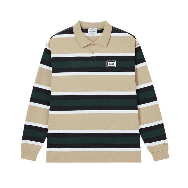 LACOSTE Polo Shirts Men's 4DM/Camel/Multicolor Stripes Polo Collar Moderate
