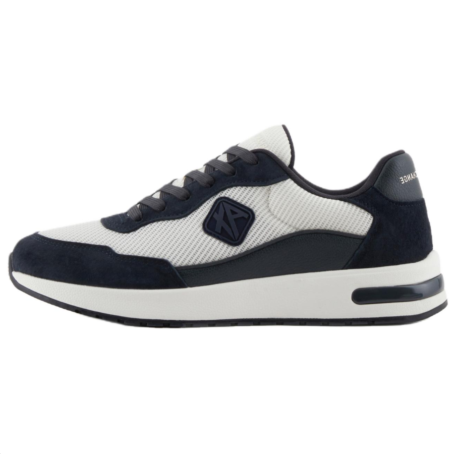 ARMANI EXCHANGE ARMANI EXCHANGEAE Cow Split Leather Low top Skateboard Shoes Men's Dark Blue