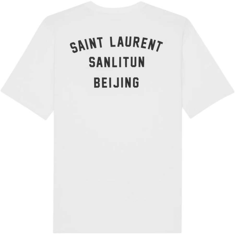 SAINT LAURENT T Shirts Unisex White Crew Neck Moderate Straight Fit