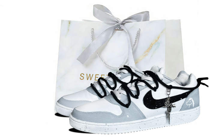 Nike Nike EBERNON Coverage Abrasion Resistant Coverage Abrasion Resistant Low top Skateboard Shoes Unisex White Gray