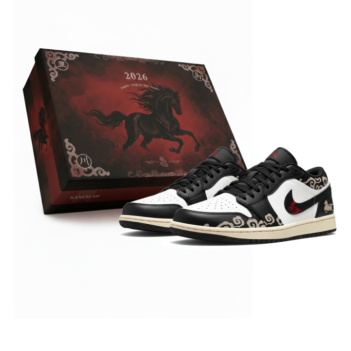Jordan Jordan Air Jordan 1 Low CNY Horse Year, Three Times Lab, Cloud Horse Stunning Box Abrasion Resistant Abrasion Resistant