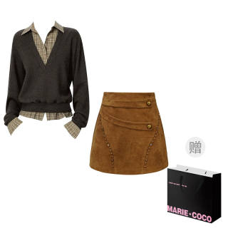 MARIE·COCO Two Piece Skirt Sets Women's V Neck Moderate Short