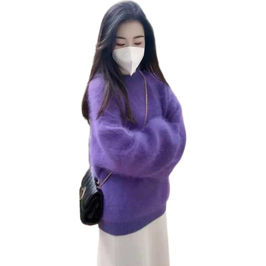 VENICEW Knitwear Women's Purple Crew Neck Moderate