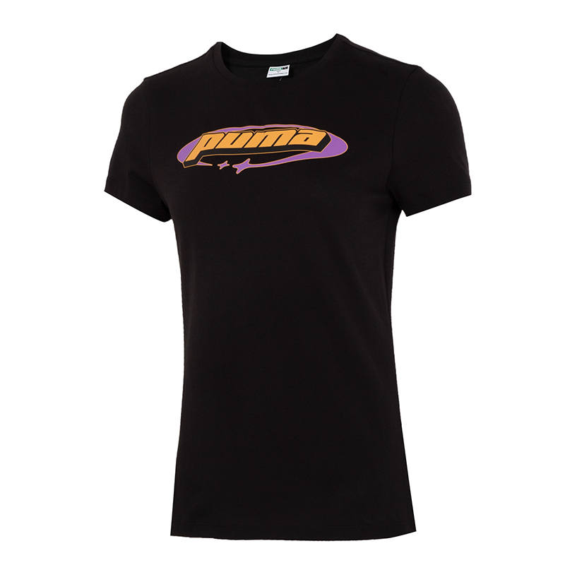 PUMA T Shirts Women's Black Crew Neck Moderate Straight Fit
