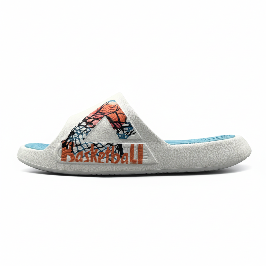 PEAK Tai Ji1.0 EVA Slip Resistant Slide Slippers Unisex Milk White Blue