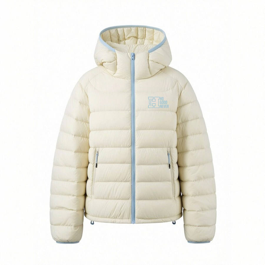 HUANQIU Down Jackets Unisex Hooded Lightweight Quilted Down Jacket