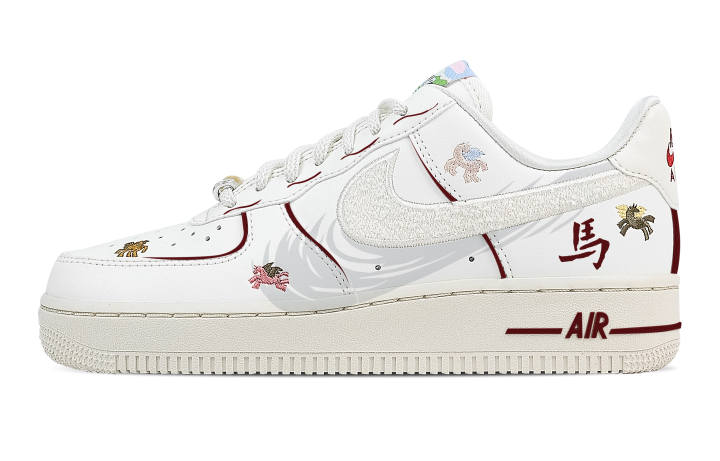 Nike Nike Air Force 1 Fortune, Heart Breathable Low top Skateboard Shoes Women's White Red