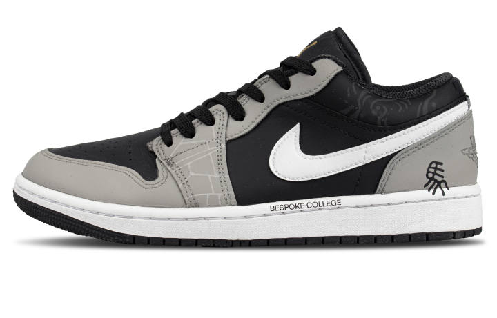 Jordan Jordan Air Jordan 1 Leather Coverage Low top Skateboard Shoes Unisex Black Gray